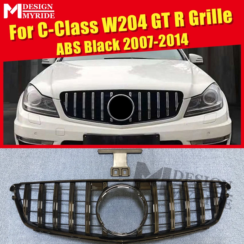 

For Mercedes C Class W204 C204 Saloon Coupe Sport Front GTS Grille Grill Grills ABS Gloss Black C180 C200 C250 Replacement 07-14