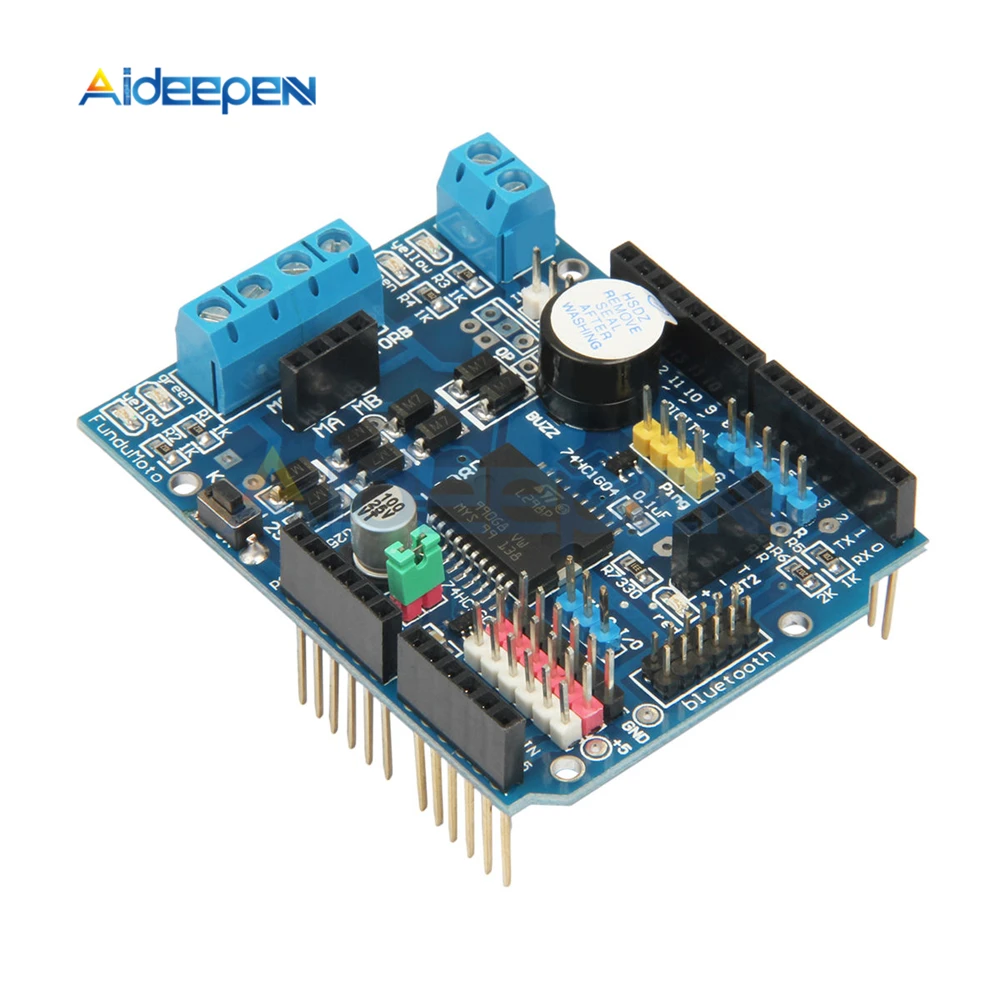 

L298P PWM Speed Controller Dual High-Power H-bridge Driver Bluetooth Interface Motor Driver Shield Board for Arduino