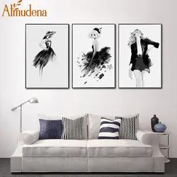 Альмудена Nordic Минималистский абстрактный черный и белый Красота девушки холст картины для украшения дома стены спальни без рамы