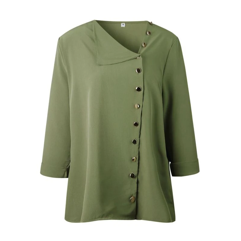 Chiffon Blouse 2019 Fashion Long Sleeve Women Blouses and Tops Skew Collar Solid Office Shirt Casual Tops Blusas Chemise Femme