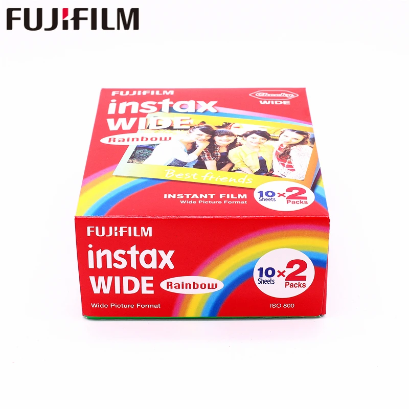 Подлинная 40 листов Fujifilm Instax Wide цвета радуги пленка для Fuji Instant фотобумага Камера 300/200/210/100/500AF