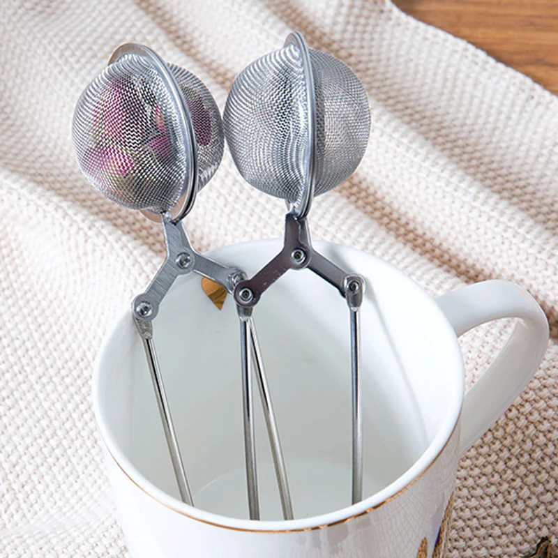 1pc Mesh Tea Infuser Filter Stainless Steel Tea Strainer With Handle Sphere Shape Tea Ball Filter Portable Brew Tea Accessories (11)