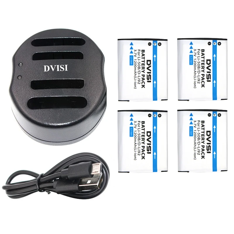 4x bateria LI 50B LI 50B Battery + DUAL USB charger For Olympus Stylus