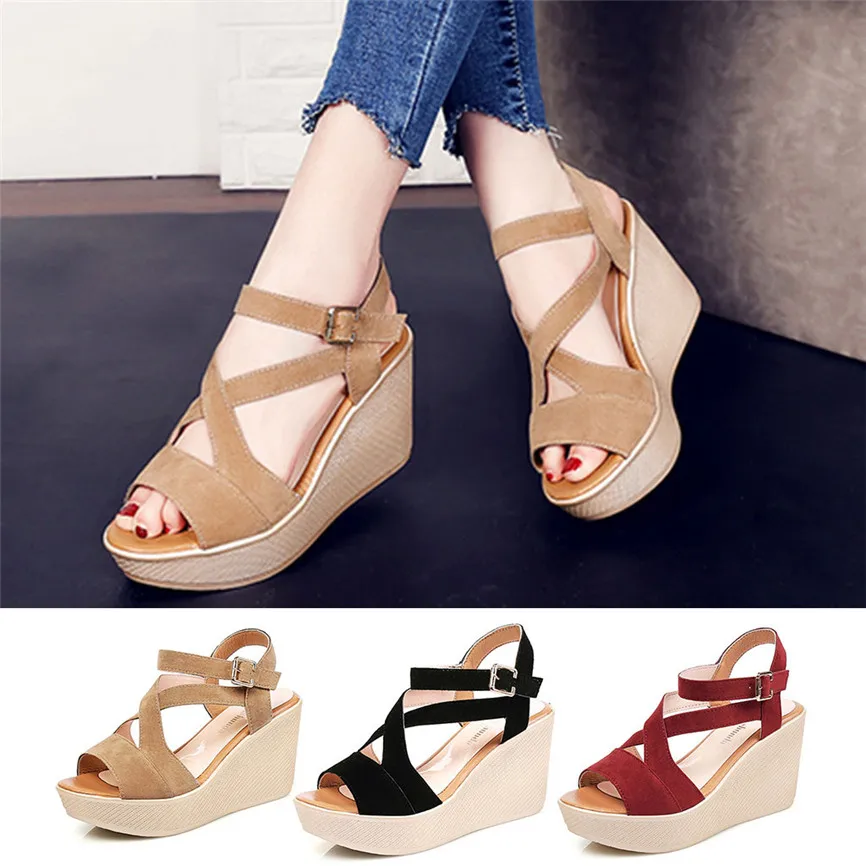 Women Fish Mouth Non-slip Platform, Slope High Heels Sandals, Buckle ...