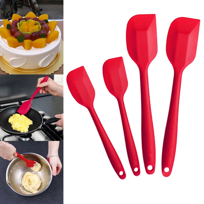  4pcs/set Nonstick Silicone Spatula High Temperature Resistance Baking Rubber Scraper Pastry Cake Sc