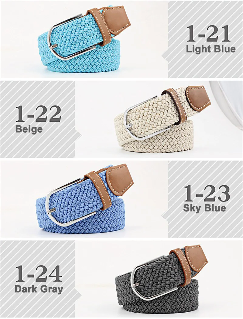 Hoge Kwaliteit Modieuze Elastische Canvas Riemen voor Vrouwen Gebreide Gesp Verstelbare Riem Mannelijke Canvas Riemen voor Jeans 26 Kleuren NIEUWE