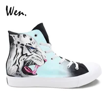 Вэнь снег Леопард ручная роспись обувь холщовые кеды мужской женский дизайн животных Живопись Ткань Эспадрильи плоские Крест ремни