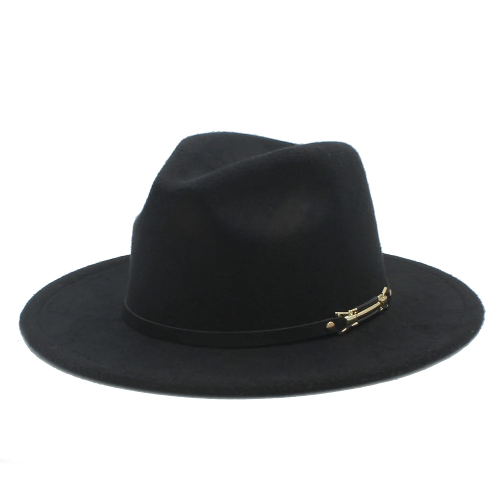 Men Women Solid Hard Felt Trilby Hats Fedora Caps Jazz Sunhat Gangster Size L