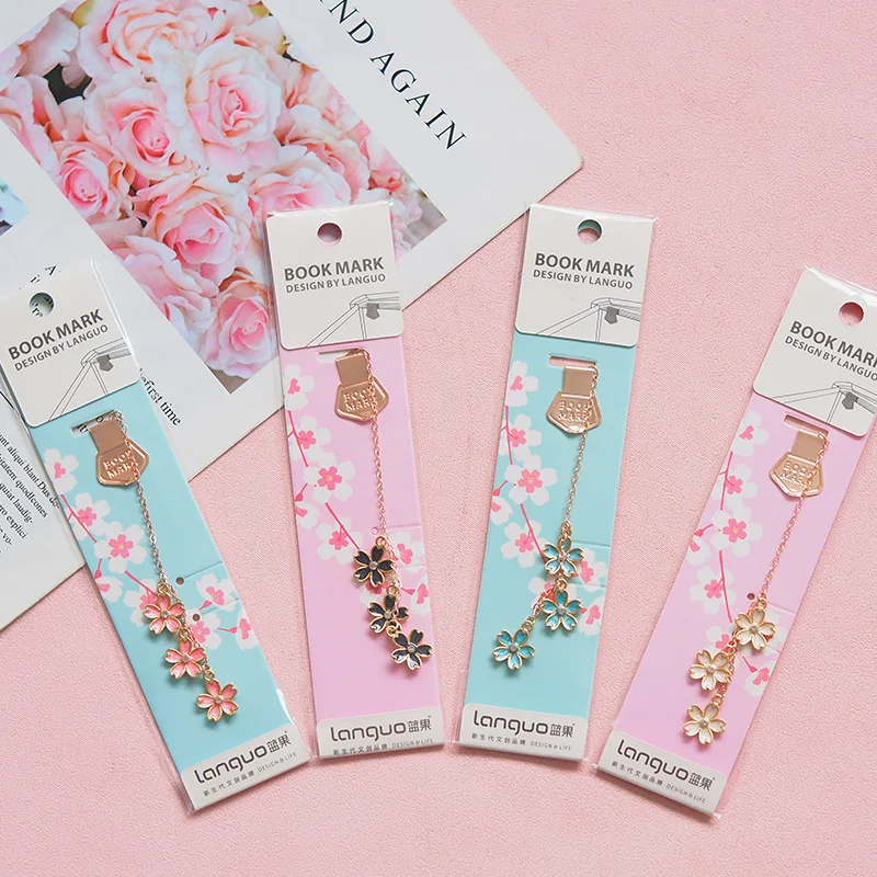 

1 Pcs Metal Bookmark Cute Cherry blossoms bookmarks for books Stationery School Office Supply Escolar Papelaria