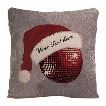 

Personalized Text Throw Pillow Case Disco Ball With Christmas Hat Printing Pillowcase Home Gifts Decoration Cushion Cover