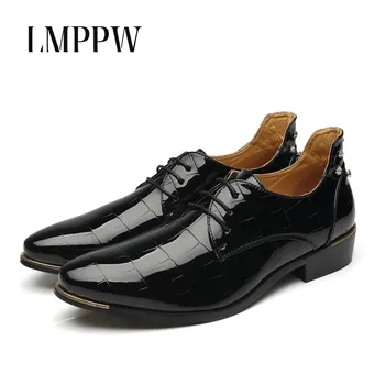 

Large Size 48 Men's Shoes Patent Leather Oxford Shoes for Men Dress Shoes Luxury Fashion Mens Pointed Toe Wedding Shoes Blue Red