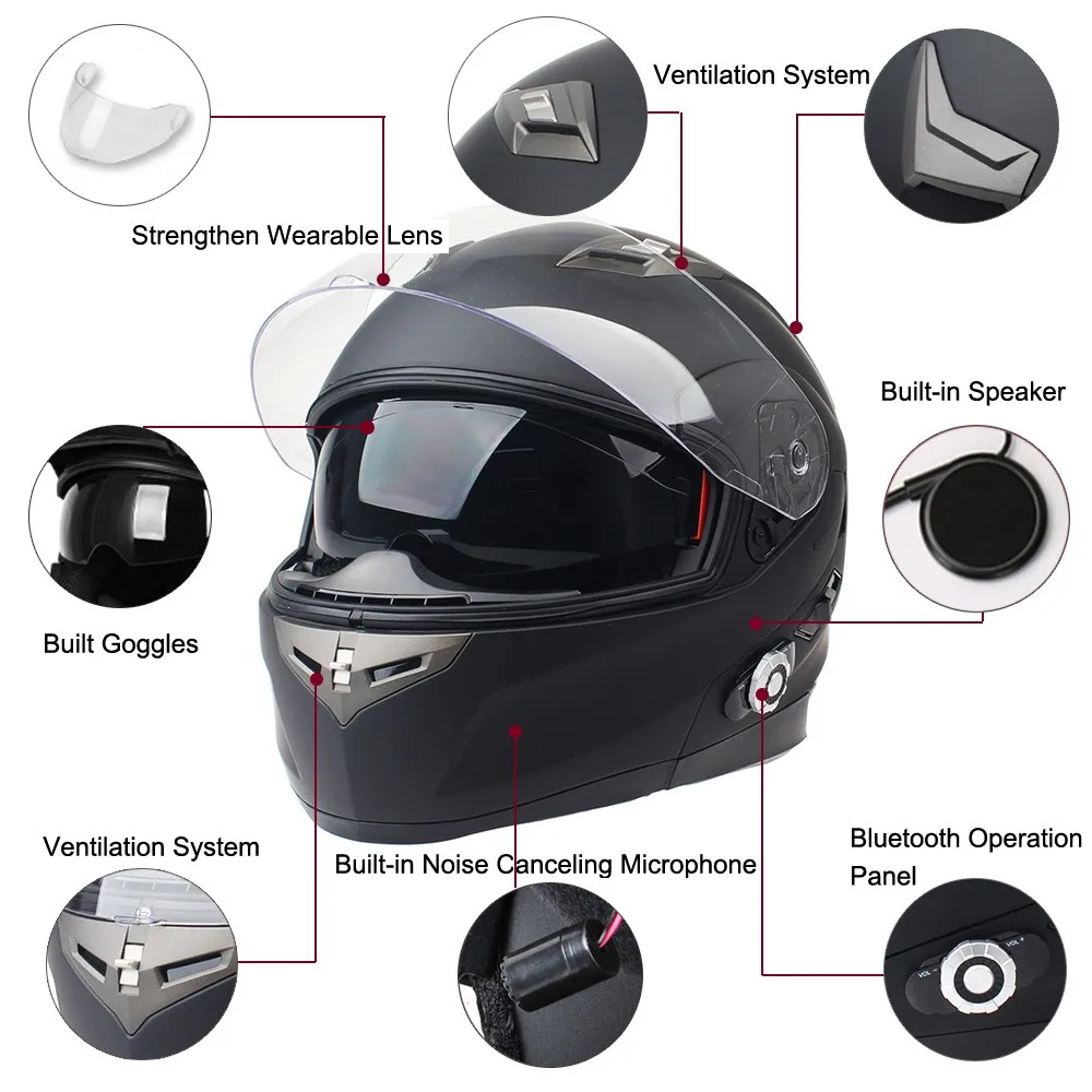 Smart Motorcycle Bluetooth Helmet Built 