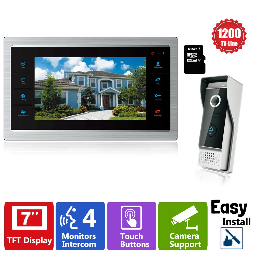 Homefong Video Door Phone Doorbell with Camera Intercom Video Intercom Recording Photo/Video Support 16GB SD Card Included Wholesale Security & Protection