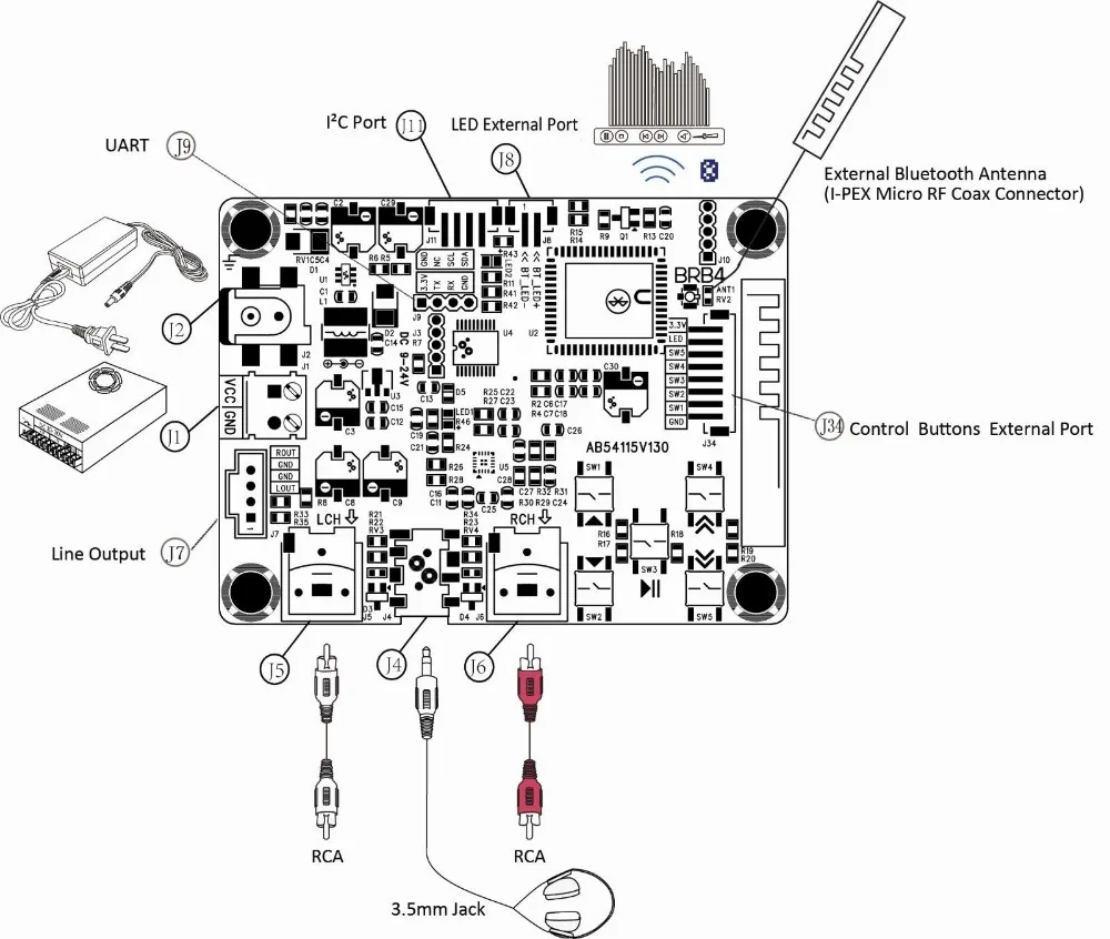 CSR8670 APT-X Bluetooth 4,0 аудио приемник доска Беспроводной стерео 12В автомобильный усилитель