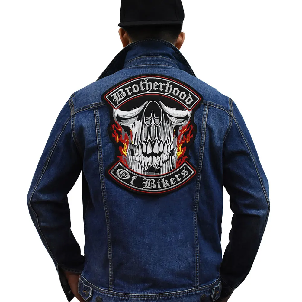 Brother Hoods of Bikers, большой размер, череп, байкер, нашивка, на заказ, вышитая, рокер, железо, на шитье, нашивка, куртка для ткани, жилет, пальто