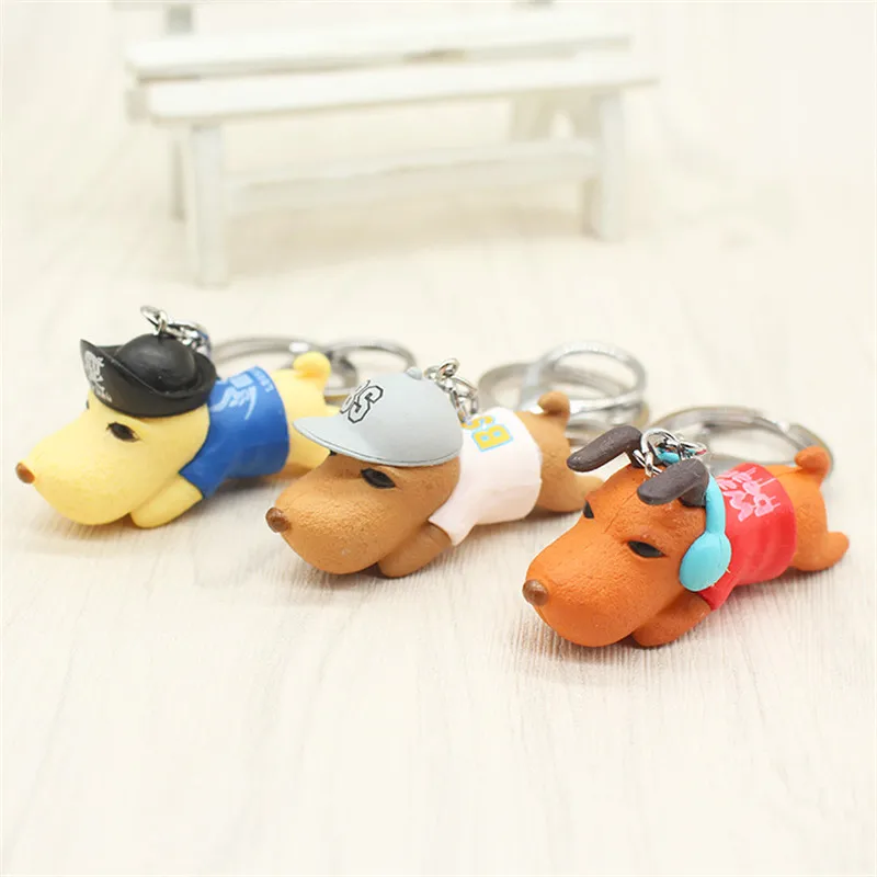 

Dog Keychain Animal Dog Keyring Holder Bag Charm Trinket Chaveiros Dog Bag Accessories Punk Style Pendants