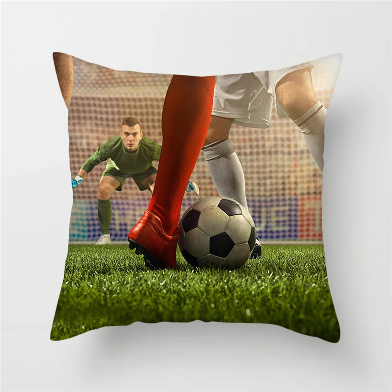 Soccer Ball Pillow Cover 18x18 Sofa Decorative Square Accent Throw