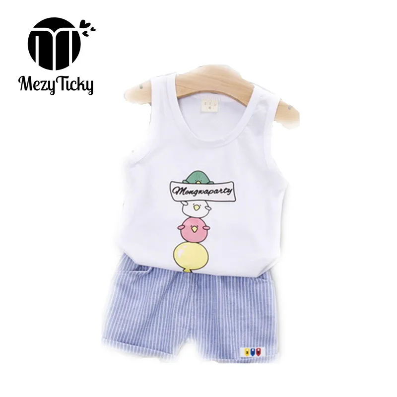

Summer Children's Vest T Shirt Set Cotton Boys Tyrannosaurus Pattern Clothes Girls Watermelon Sleeveless Costume colthing Sets