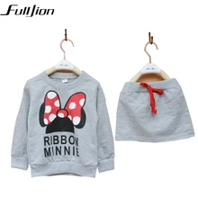 Cute Toddler Girl Clothing Sets Kids 2016 Spring Children MinnieClothes Cartoon Tshirt+ Skirt 2pcs set Tracksuits Hoodies +Pants