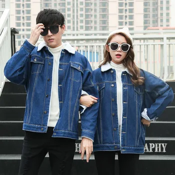

Firm SSY new winter couples with thickening jean jacket female tide more lambs wool loose cotton cotton-padded jacket
