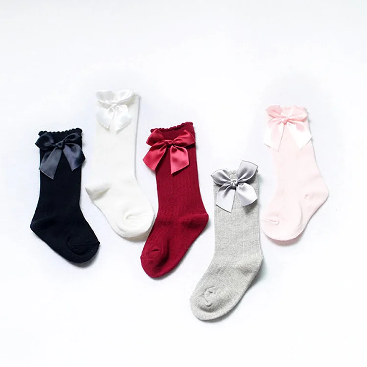 Cute Princess Baby Girls Socks Knee High With Bow Socks Girl Sweet Baby Socks Long Tube Socks