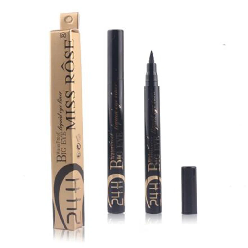 MISS ROSE eyeliner black hot silver tube eyeliner pen single color box waterproof durable MISS ROSE eyeliner black hot silver tube eyeliner pen single color box waterproof durable