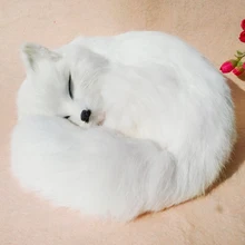 Имитация лисы модель большой 27x27x12 см, пластик и мех белый Спящая лиса ручной работы, украшение дома игрушка Рождественский подарок w5874
