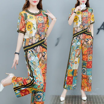 

Floral Print Women's Summer Suit Two Piece Set Fashion Sets Of Clothes For Women Conjunto Feminino Ensemble Femme Survetement
