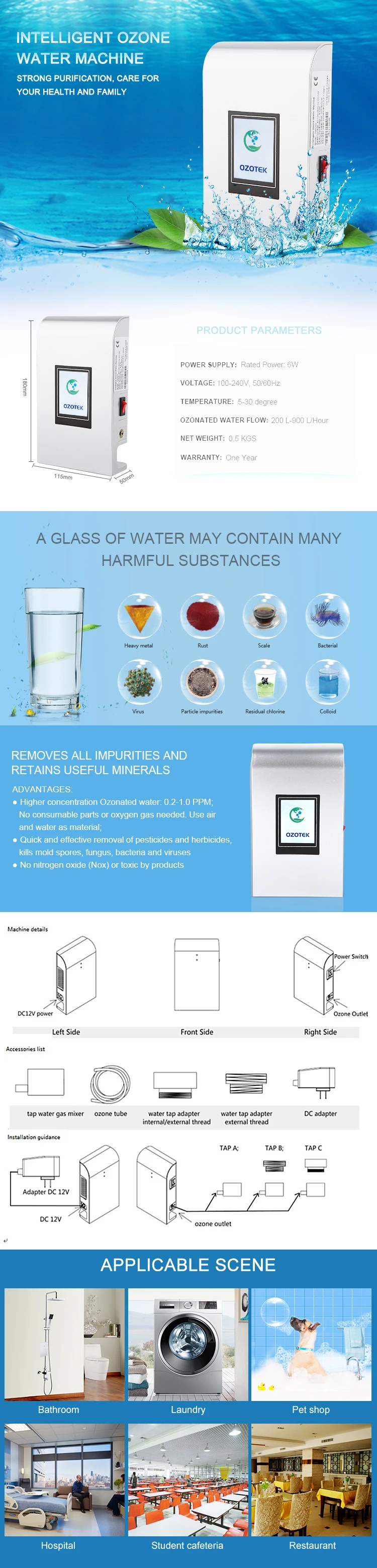 OZOTEK озоновый водопроводный кран TWO002 0,2-1,0 PPM для стиральной машины/Lanudry Бесплатная доставка