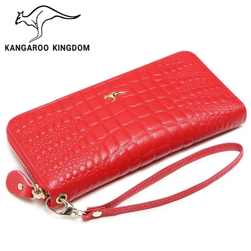 KANGAROO KINGDOM, модные женские кошельки известного бренда, натуральная кожа, длинный клатч на молнии, кошелек, держатель для карт, кошелек