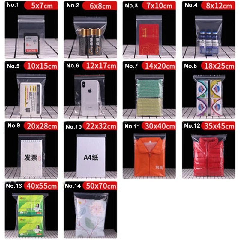100pcs/lot Zip Lock Plastic Bags Clear Resealable Food storage bags Transparent Opp Plastic Bags Self Adhesive Jewellery Making 6