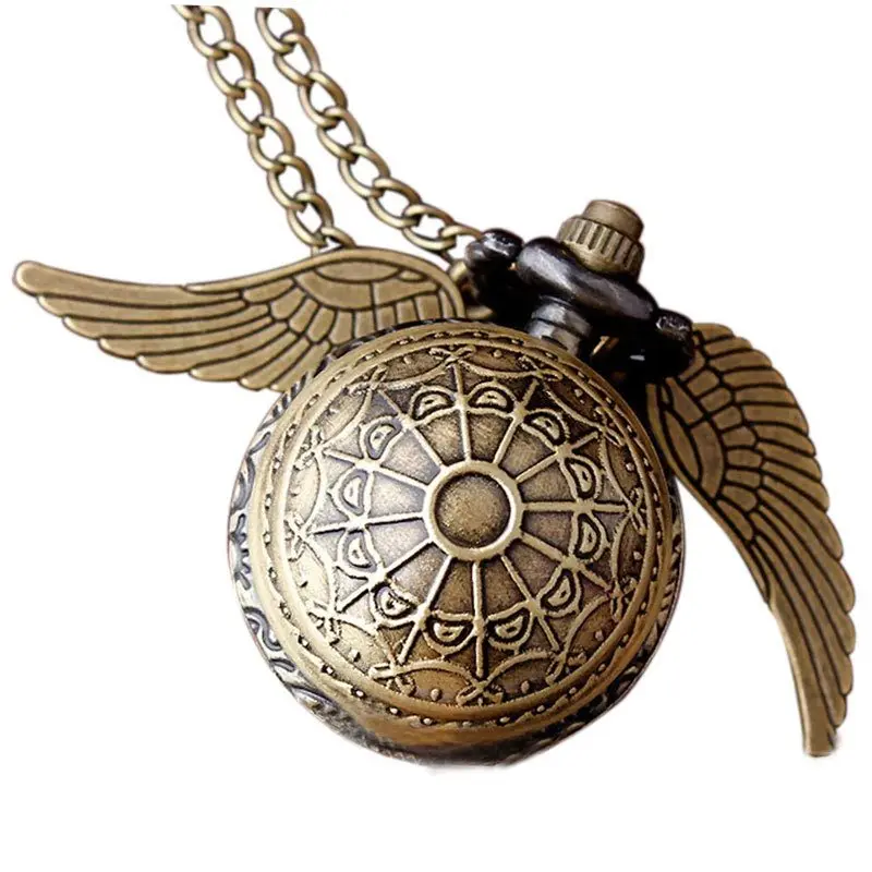 

Vintage Harry Potter Pocket Watch Necklace Golden Snitch Fob Chain Clock Pendant Men Women Potter Fans Gift For Boy Children