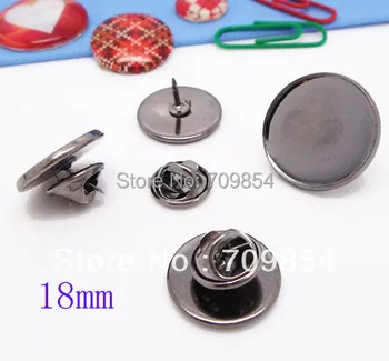 

free shipping!!! 100set/lot 18mm pad Gunmetal black brooch cabochon tray jewelry findings