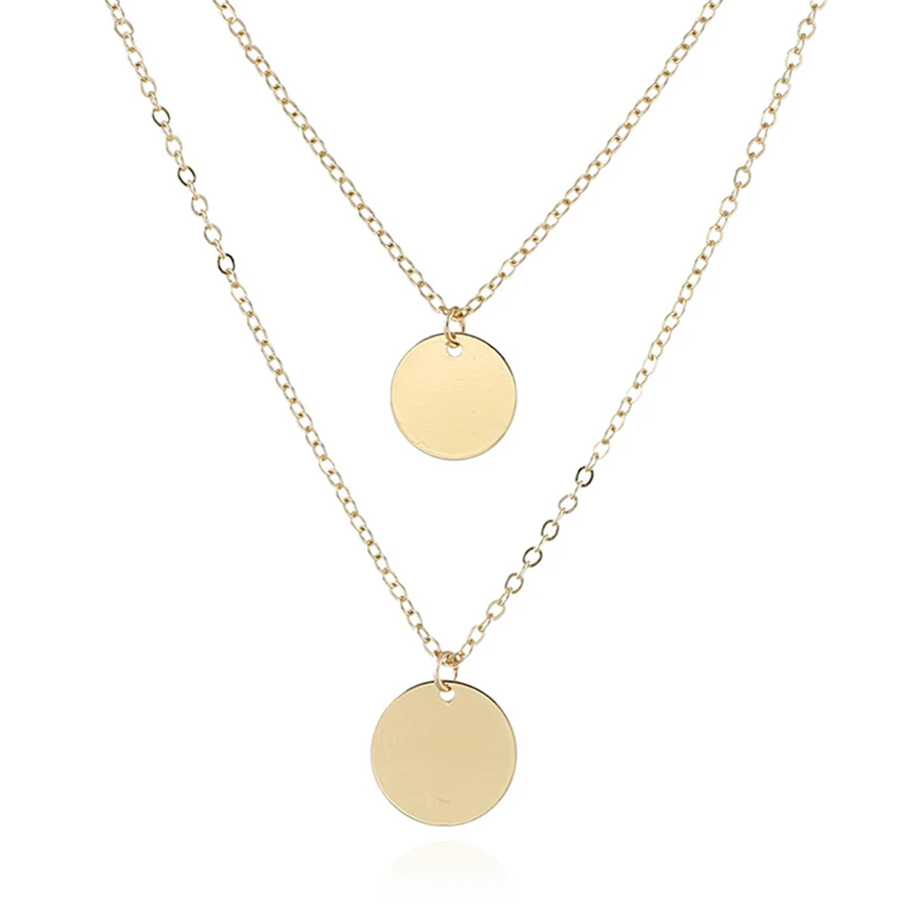 

Coin Chain Multi-layer Disc Necklace Circle Karma Round Pendant