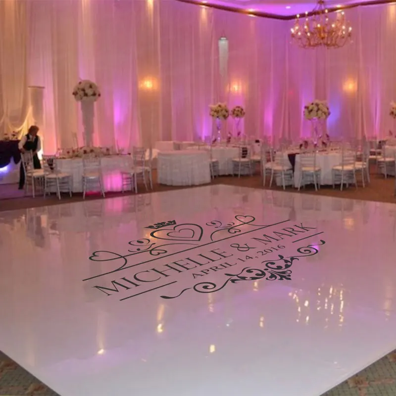 Свадебный танцпол стикер виниловые украшения на стену красота модный орнамент вечерние Декор пользовательское имя и дата стикер XL06