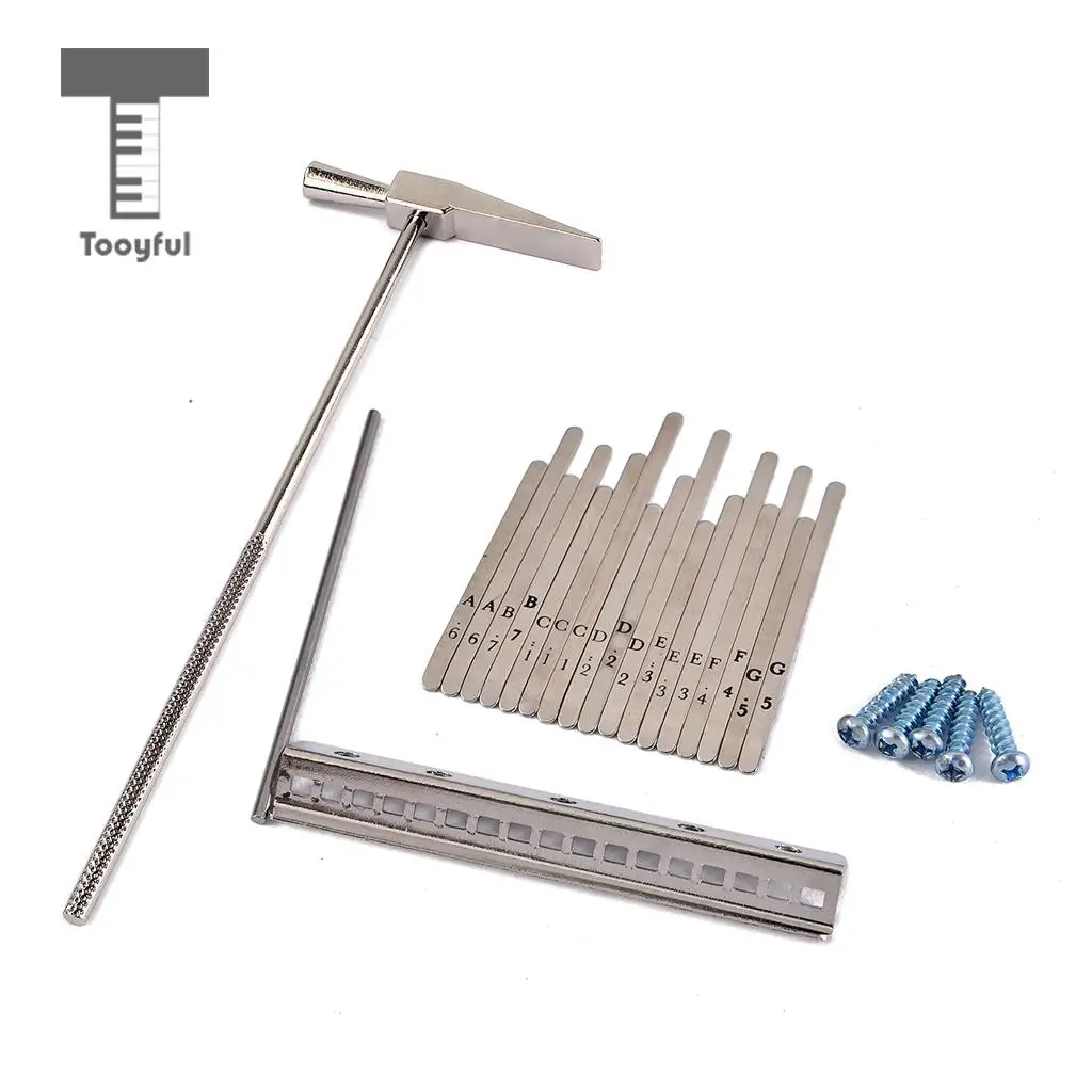 Tooyful 1 Set DIY 17 Note Kalimba Thumb Piano Steel Keys with Tuning Hammer African Musical Instrument Parts