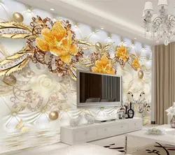 Beibehang пользовательские обои 3d роскошный золотой цветок мягкая сумка мяч ювелирные изделия диван фон гостиная спальня 3d обои