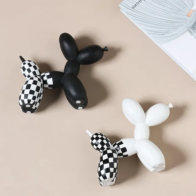White Black Resin Balloon Dog Figurines furnishings Animal home living room decorations cute Crafts Drop shipping.jpg 640x640 - new-arrivals, decor, collectibles - Jeff Koons inspired Balloon Dog in Checker Board