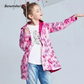 

Benemaker Windbreaker For Boy Girl Children Jackets Kids Clothing Waterproof Hooded Fleece Coats Baby Spring Outerwears AY058