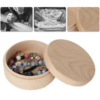 

Retro Wedding Wooden Ring Box Container Unique Round Jewelry Holder Storage Case Ring Jewelry Container For Jeweler Storage Zc