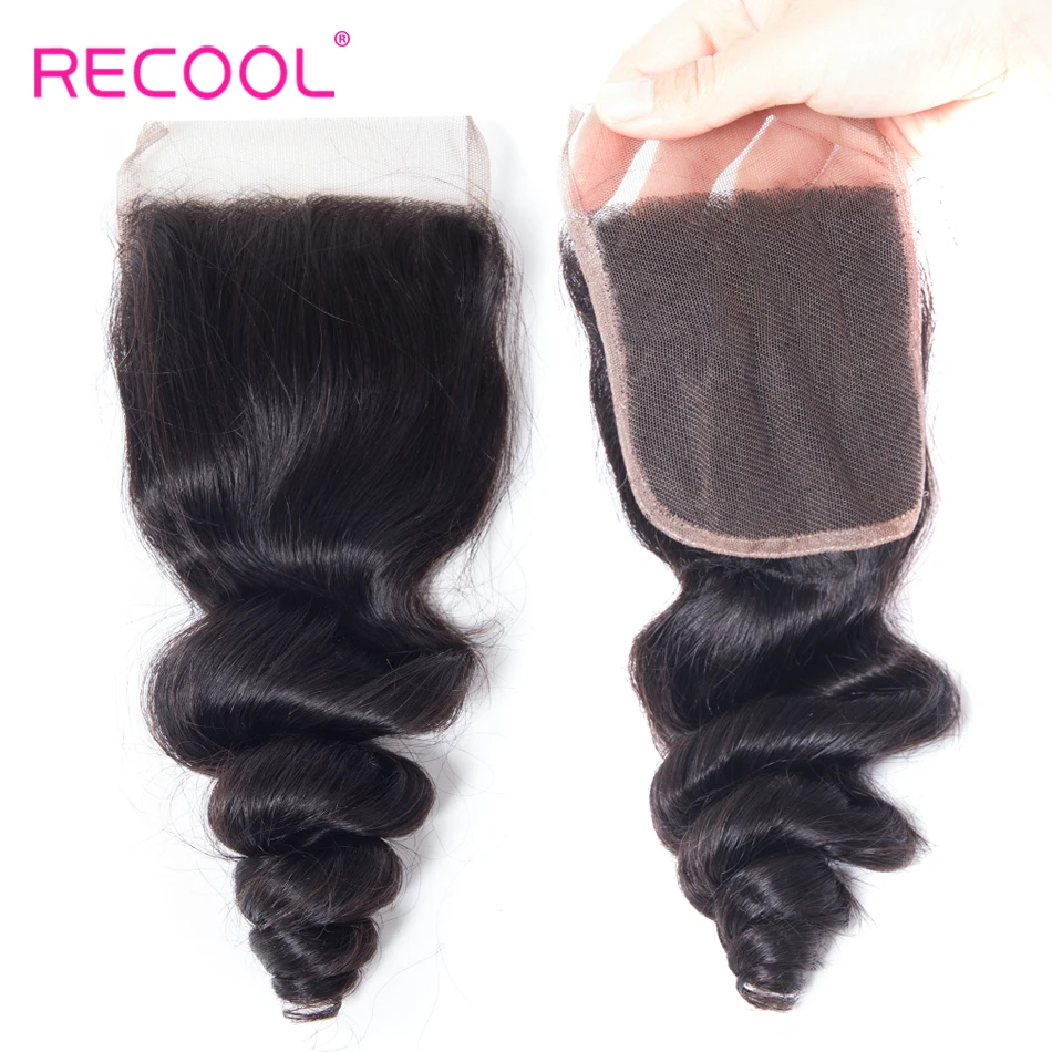Recool волосы бразильские волосы переплетенные пучки свободная волна 3 пучка с кружевом Закрытие 4 шт/партия человеческие волосы пучки с закрытием