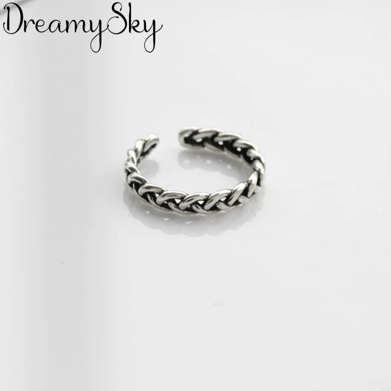 

Exaggerated Personality 925 Sterling Silver Simple Rings For Women Wedding Jewelry Adjustable Antique Finger Ring Anillos