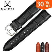 MAIKES Fashion Watch bracelet Genuine Leather belt black watchbands strap watch band 12mm - 24mm watch accessories wristband maikes fashion pink watch band women watch accessories real cow leather watch strap bracelet watchbands for dw ck seiko citizen