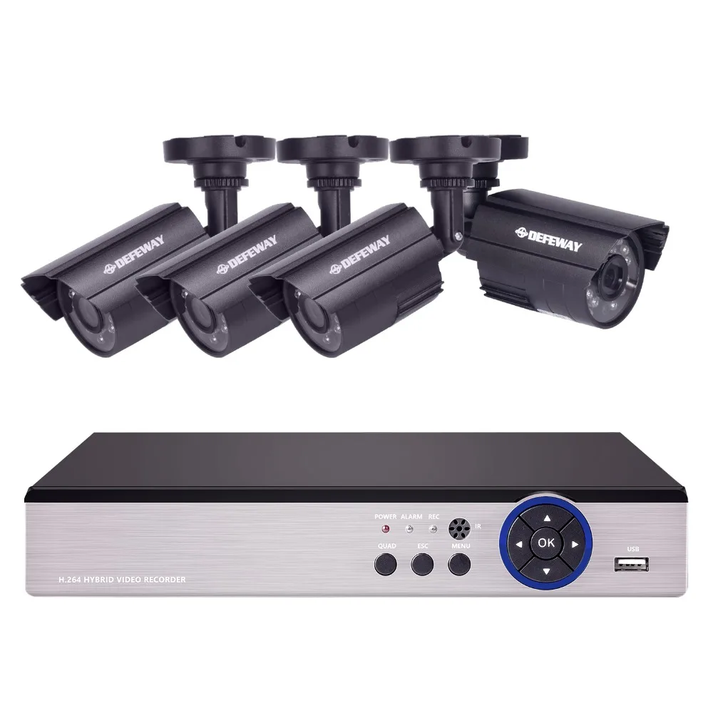 DEFEWAY HD 1080N P2P 8-канальный CCTV Системы видеонаблюдения DVR комплект 4 шт. Открытый ИК Ночное видение 1,0 МП CCTV Системы