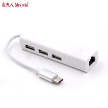 Горячая Распродажа RJ45 Ethernet к USB3.1 тип-c USB-C LAN адаптер с usb-хаб для ноутбука