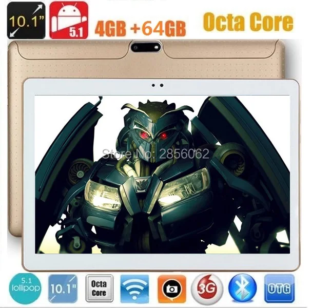 Free shipping tablet pc 10 inch Octa Core 4G RAM 64GB ROM 1280*800 IPS 5.0MP Bluetooth GPS 3G tablets Android 5.1+Gifts