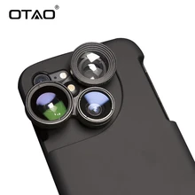 OTAO 4 в 1 чехол для мобильного телефона с полным покрытием для iPhone X 8 7 6 s 6 Plus Широкоугольный макро объектив рыбий глаз черный чехол