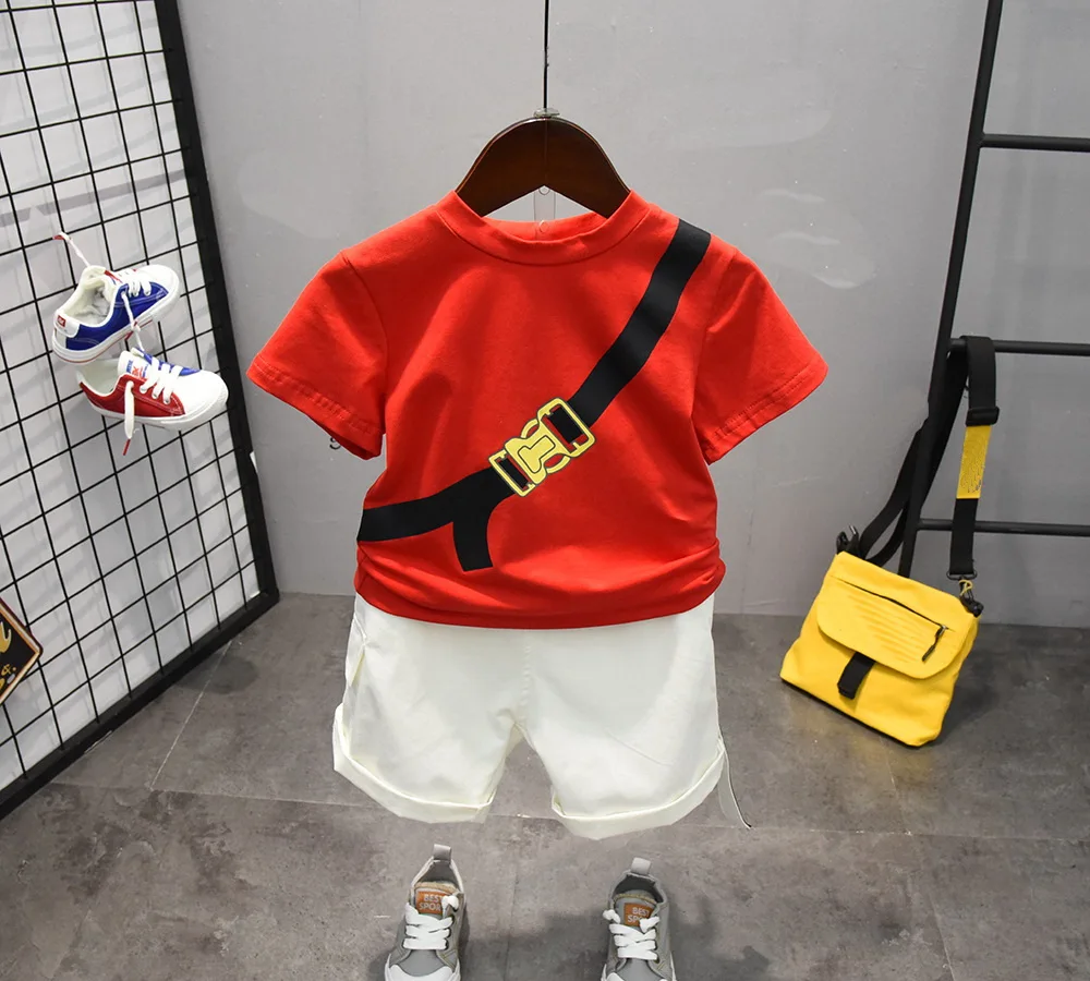 Baby Boy Clothing Set High Qulity Cotton Kids Toddler Clothes T-Shirt Bag +Shorts Suit For Boy Infant Short Sleeve Summer 2-7yrs image_1