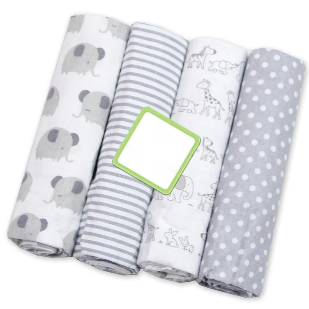 

4 Pcs/lot Muslin Diaper 100% Cotton Flannel Diaper Baby Blanket Cartoon Print Baby Bath Swaddle Soft Children's Muslin Swaddle