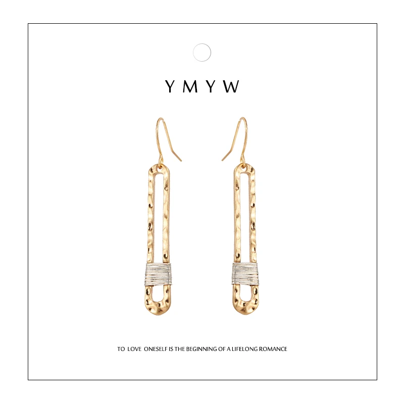 

YMYW Fashion Trendy 2018 Vintage Zinc Alloy Long Geometric Drop Earrings Simple Pendant Ethnic For Women Party Charm Jewelry